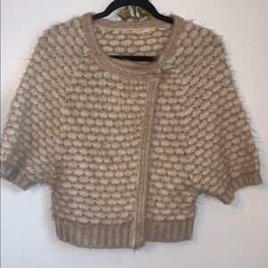 Moth Anthropologie Tan Empyreal Cardigan Wool Angora Blend